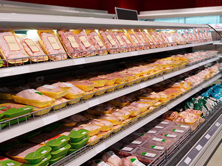 packaged meats in grocery store